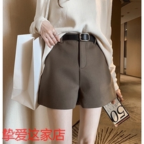 Trendy fashion autumn and winter high waist thin casual cigarette tube suit pants Korean version loose a word woolen shorts womens boots and pants