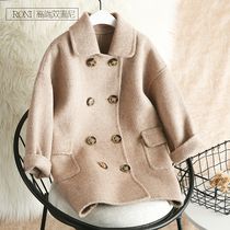 Boys double-sided cashmere coat 2020 autumn and winter new middle and large childrens baby wool coat girls wool coat tide
