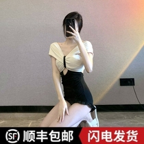 Swimsuit Women 2022 New Conjoined Black & White Cover Slim Sexy Splicing Winter Bubble Spa Conservative Retro Swimsuit