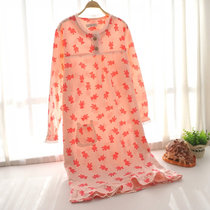  Casual cotton pajamas womens autumn cute cartoon womens long-sleeved night dress loose Korean womens pullover home service