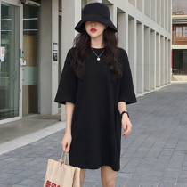 South Korea Net red 2020 Summer female Korean version of loose long T-shirt clothes missing T-shirt women short sleeve size lazy wind