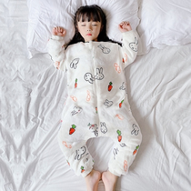 Baby pajamas spring and autumn coral velvet childrens conjoined flannel winter home clothing plus velvet thickened baby sleeping bag women