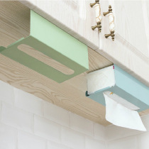 Cabinet door iron art paper towel hanging wall-mounted kitchen paper storage rack free of nail washroom pumping paper shelf