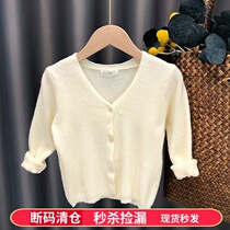 Girls knitted jacket spring and autumn clothing baby girl sweater cardigan 2021 new Korean version baby childrens sweater top