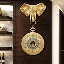Brass Elephant Light Extravaganza Timeless Art Hanging Bell American Living Room Creative Clock Wall Hanging Wall Home Fashion Hanging Watch