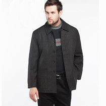 Middle-aged and elderly mens wool woolen woolen coat jacket lapel father outfit father button business leisure autumn