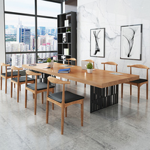 LOFT solid wood desk reception conference table long table simple modern conference room staff negotiate table and chair combination