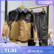 Korean childrens clothing boys lapel shirt 2022 spring and autumn childrens foreign style all-match fried street fashionable girls top trend