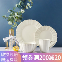 Jade Springs Ceramics 10 Inch Plate Breakfast Pan Simple Eu Style Home Dish White Western Dining Tray Steak Dinner Plate