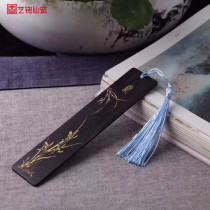 Purple sandalwood plum orchid bamboo and chrysanthemum bookmark set ebony wood bookmark gift box set student souvenir small gift