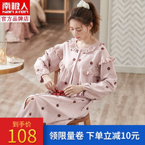 South Pole Sleeping Dress Lady Spring Autumn Season Pure Cotton Long Sleeve Princess Wind Long style Big code Loose Fat Pyjamas Skirt Home Dress