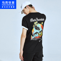 Mark Waffee Short Sleeve T-shirt Men 2022 Summer New Wave Creative Earth Stamp Fashion Trend pure cotton