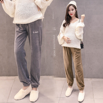 Maternity leggings Autumn and winter wear fashion new thickened autumn and winter casual maternity pants wide-legged pants pants