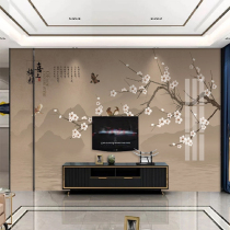 8d modern minimalist Chinese TV background wall wallpaper living room decoration wallpaper seamless flower and bird mural film and television Wall cloth