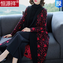 Hengyuan Xiang fat plus-size coat women 200 pounds of autumn and winter thickened shawl outside the long over-the-knee wool cardigan Y