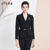 Wuyi lane autumn and winter new black business suit two-piece business temperament ol pants commuter suit overalls