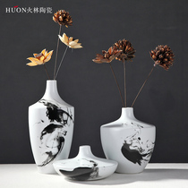Jingdezhen ceramic painting Vase red plum bamboo modern original simple Chinese home decoration living room ornaments