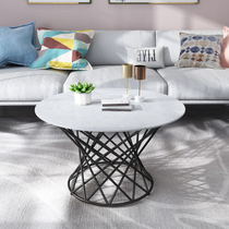  Nordic marble coffee table Designer furniture Round tempered glass table Fashion personality Simple modern art