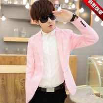 Hipster slim Korean version of youth pink suit Youth spring Japanese casual small suit mens jacket