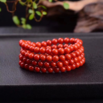 Natural cool mountain South red multi-circle hand string Manau hand chain persimmon red Sichuan stock 108 Buddha beads male and female fur coat chain