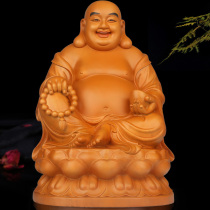 Fengqi incense Camphor wood Maitreya Buddha statue ornaments Solid wood Ingot sitting Lotus Laughing Buddha Bag Buddha home ornaments