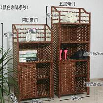 Narrow cabinet Cabinet bamboo basket jewelry door rear bamboo woven storage rattan shoe rack small cabinet glove cabinet single drawer Wood