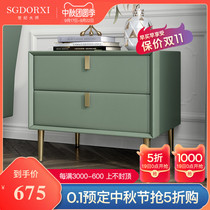 Century master Italian light luxury minimalist bedside cabinet Net red ins Wind bedroom solid wood leather bedside cabinet simple modern