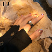 little joys925 silver vine opening ring female do old vintage Gothic wind freshwater pearl personality