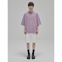 NanS Retro High Root Narrow Light Design Lightly Close Double - yarn base multi - color wide five - point sleeve TEE