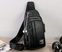 European station leather chest Bag Mens Tide brand Korean mens bag shoulder shoulder bag leisure small backpack cross bag