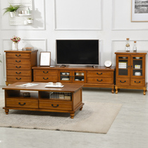 Solid Wood TV cabinet tea table combination set modern simple living room small household furniture whole floor cabinet