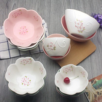 Sakura relief Japanese ceramic rice bowl soup bowl salad fruit cereal instant noodle bowl creative dessert bowl microwave oven