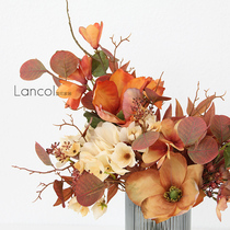 Lancol Eurostyle Retro Emulation Flower Chicken Egg Flower Embroidered Ball Rose Bouquet Living-room Placement Flower Restaurant Fake Flowers