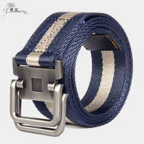 Alloy double ring buckle nylon belt tactical outdoor sports Joker belt men Korean woven canvas belt