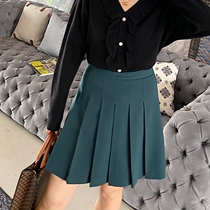 Cai Duobao large size womens clothing fat mm2020 autumn and winter new high waist a word thin skirt college style pleated short skirt
