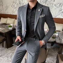 Mens suit suit casual handsome slim-fitting formal Korean version of the trend youth British style gray small suit jacket