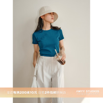 Amyy Studios classic B Entrance Trendy Sloth High Waist Short And Round Collar T-shirt Multicolored