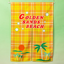 Zuo Ham Road Japanese beach summer cotton and linen curtain fabric hanging curtain half curtain bedroom kitchen bathroom partition curtain