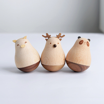 Cartoon ins Wooden tumbler small ornaments Decorations Creative office desktop decompression toys Birthday gifts