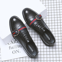 2019 spring new British dress leather shoes mens European and American buckle trendy shoes business leisure Brock mens shoes