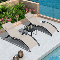 Beach chair Outdoor Lying Bed Pool Waterproof Reclining Balcony Patio Yard Casual Swimming Pool Lying Bed Net Nap Lounge Chairs