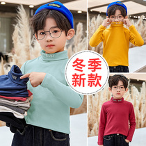 Boys base shirt 2021 autumn and winter new childrens t-shirt boys pure cotton long-sleeved thickened winter top tide