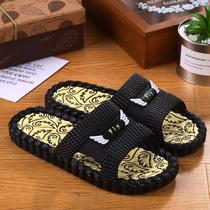 Korean version of home slippers mens summer indoor non-slip household word drag mens and womens soft bottom comfortable couple cool slippers 