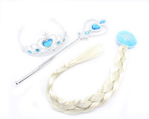 Frozen Princess Hair Accessories Childrens Headwear Hair Accessories Women Crown Wigs Braid Magic Wands Three Piece Set