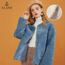 ELAND clothes love spring and summer sweet ins collarless jacket coat female locomotive wind imitation lamb fleece coat