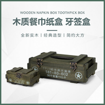 New Army Green Retro Ammunition Box Crammed Box Paper Towels Box Housekeeping Themed Restaurant Pendulum was discharged to remember nostalgia