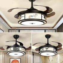 New Chinese fan lamp living room dining room bedroom invisible mute modern simple household hanging atmosphere with ceiling fan lamp