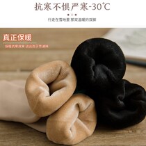 Plus short stockings plus velvet through meat transparent meat color medium long socks womens non-slip skin color womens socks short length