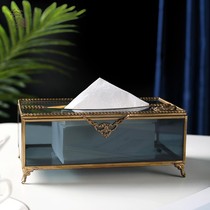 Imported Light Lavish Tissue Box Nordic Ins Brass Glass Dining Towels Paper Pumping Box Home Living Room Retro Decorative Pendulum Pieces