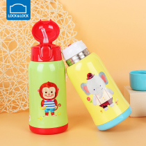 Le buckle flagship store thermos cup with straws for children and students cartoon portable thermal insulation cups